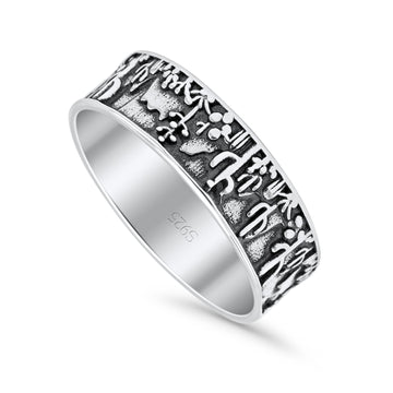 Desert Design Cactus Traditional Oxidized Band Solid 925 Sterling Silver Thumb Ring 7mm